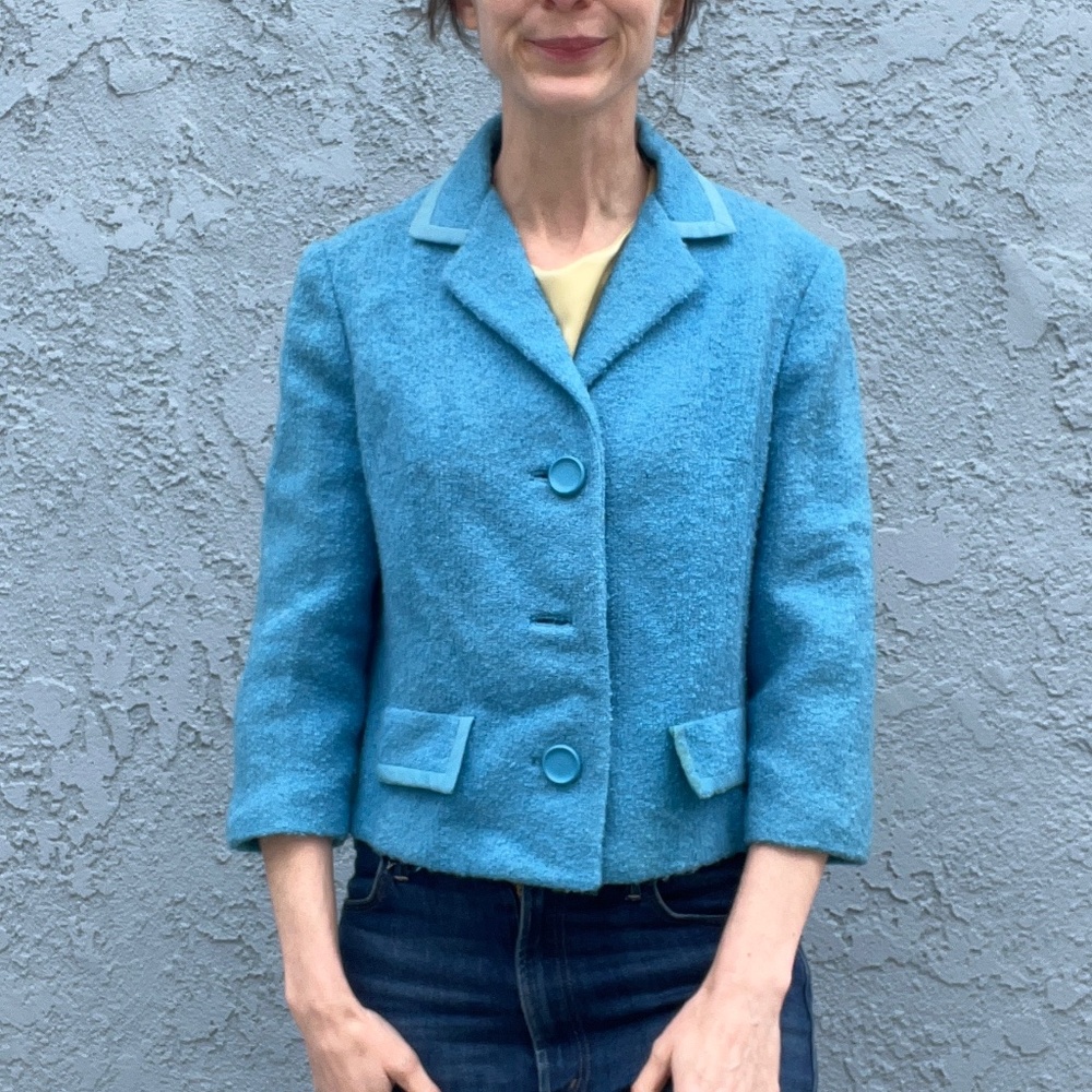 Blue Boucle Blazer Mod Jacket womens Small vintage clothing